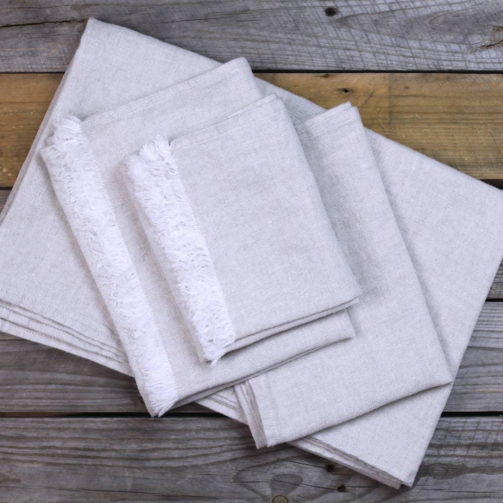 LinenCasa - Wholesale Hand Towel - Linen Guest Towel – Stonewashed –Light Natural w Frayed Edge7