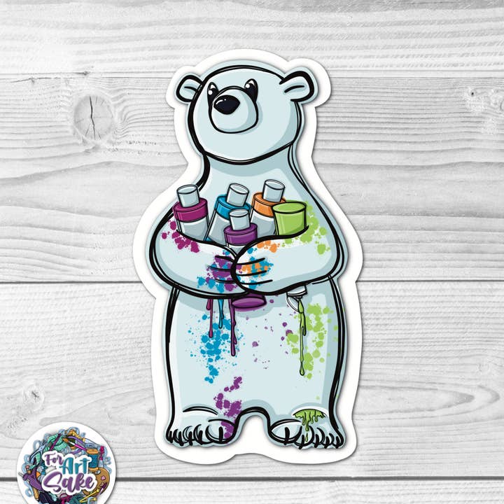 Painty Polar Bear Sticker for wholesale by For Art Sake Stickers