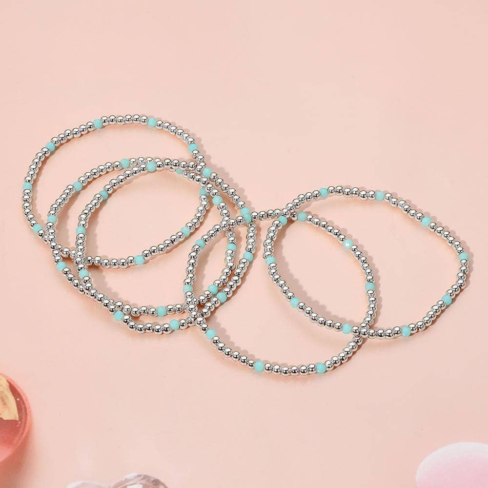 Sensibling Corp. - Wholesale Jewelry Set - 5PCS - Skinny Beaded Stretch Multi Layered Bracelets15