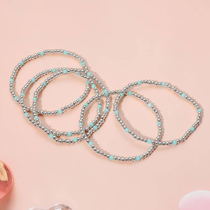 Sensibling Corp. - Wholesale Jewelry Set - 5PCS - Skinny Beaded Stretch Multi Layered Bracelets15