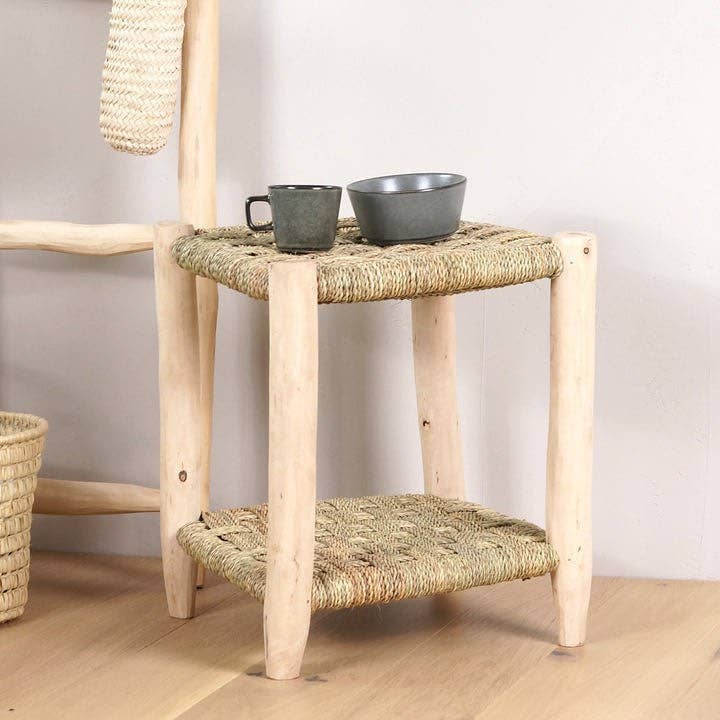 High crafty – wholesale Bench – Bathroom Bench in Natural Wood and Rope – Handmade Spa-Style1