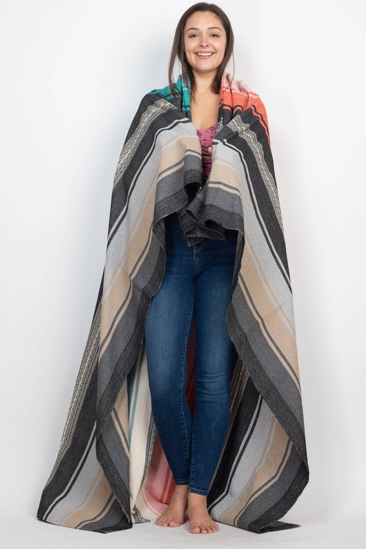 Granite Serape Stripe Beach Blanket for wholesale on Faire5