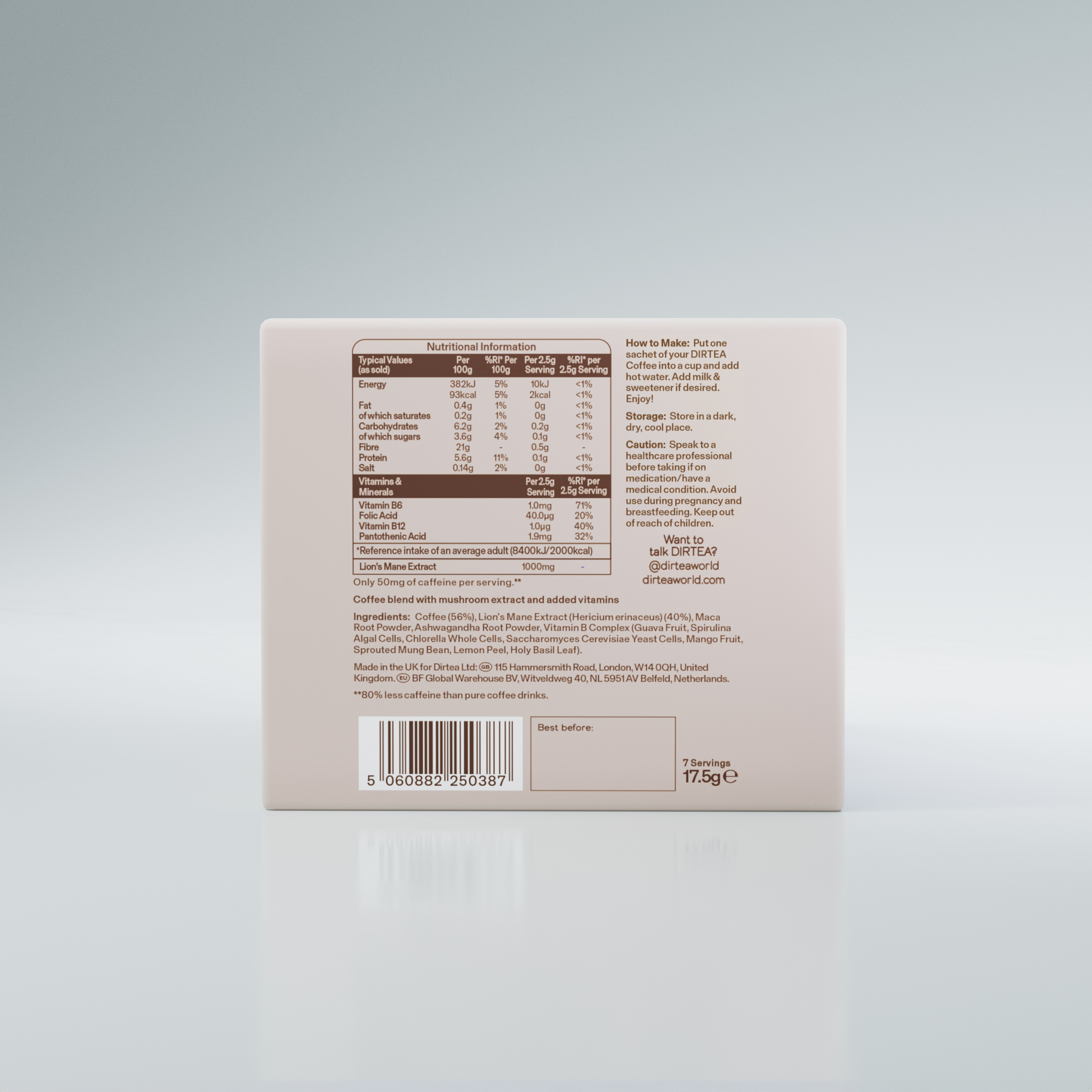 DIRTEA – wholesale Instant coffee/espresso – Mushroom Coffee x 7 Sachets2