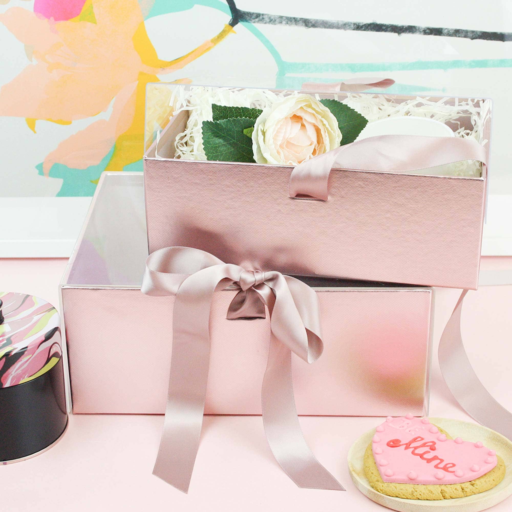 Emartbuy – Großhandel Geschenkboxen – Elegante Geschenkbox mit Klarsichtdeckel und Schleife für besondere Anlässe - 2er-Set5