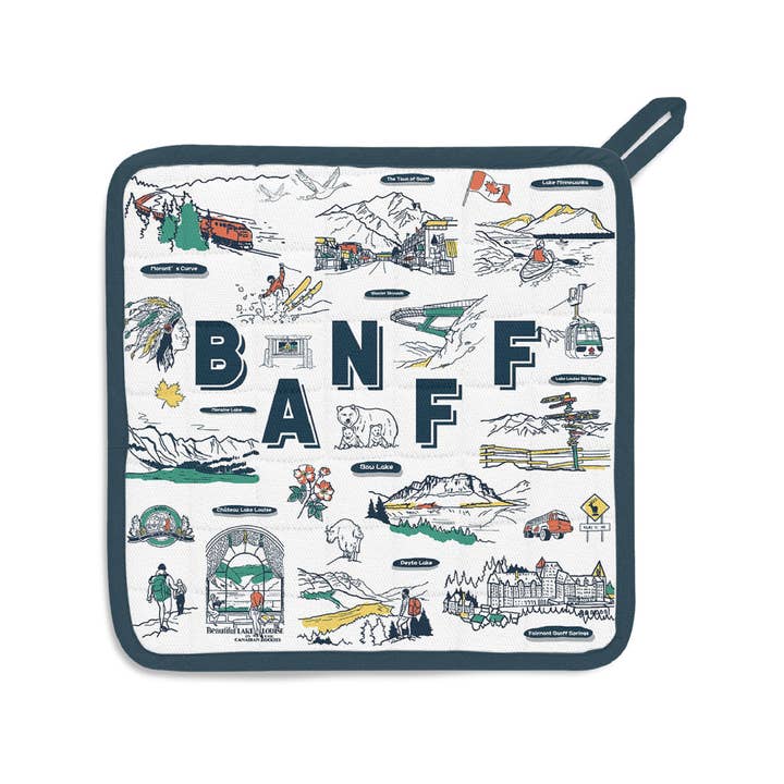Banff Canadese Rockies Geïllustreerde Pannenlap – Keuken Onderzetter voor wholesale door Northern Icons Canada