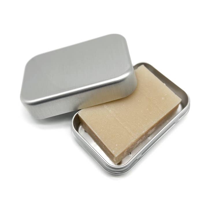 Travel Soap Tin with Drip Tray for wholesale by Shoreline Shaving