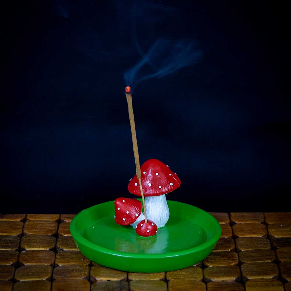 Kheops International - Vendita all'ingrosso Portaincensi - Portaincenso in poliresina, con funghi (ciascuno)1