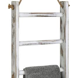 Finding Farmhouse - Vente Décorations de table - Échelle à serviettes suspendue en bois de ferme faite à la main de 15 pouces
