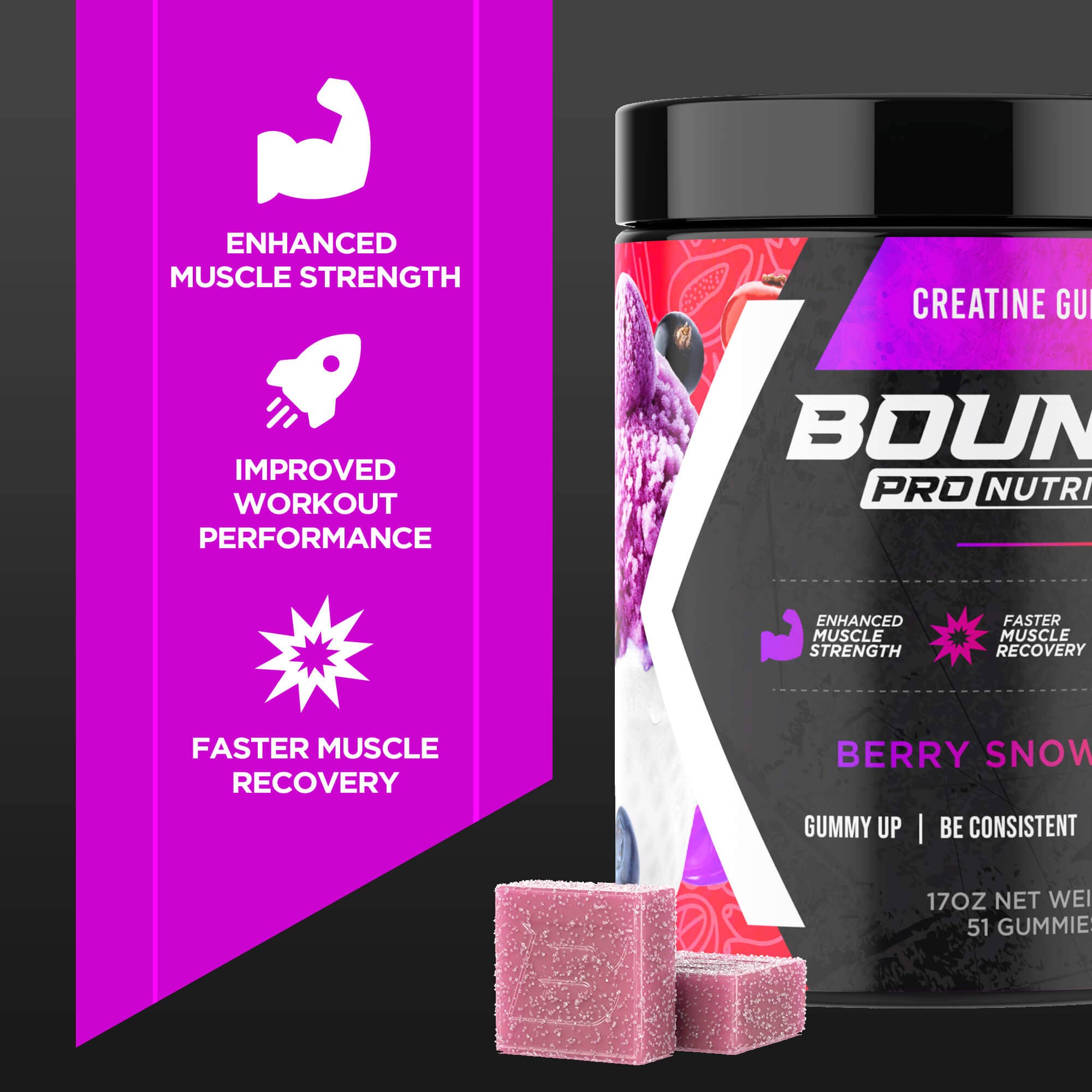 Bounce Nutrition - Wholesale Oral Supplement/Vitamin - Creatine Gummies - Sour Series3