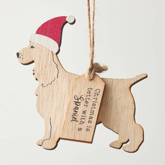 ”Julen är Bättre Med En Spaniel” Hängare för wholesale av Gainsborough Giftware x Portland Living