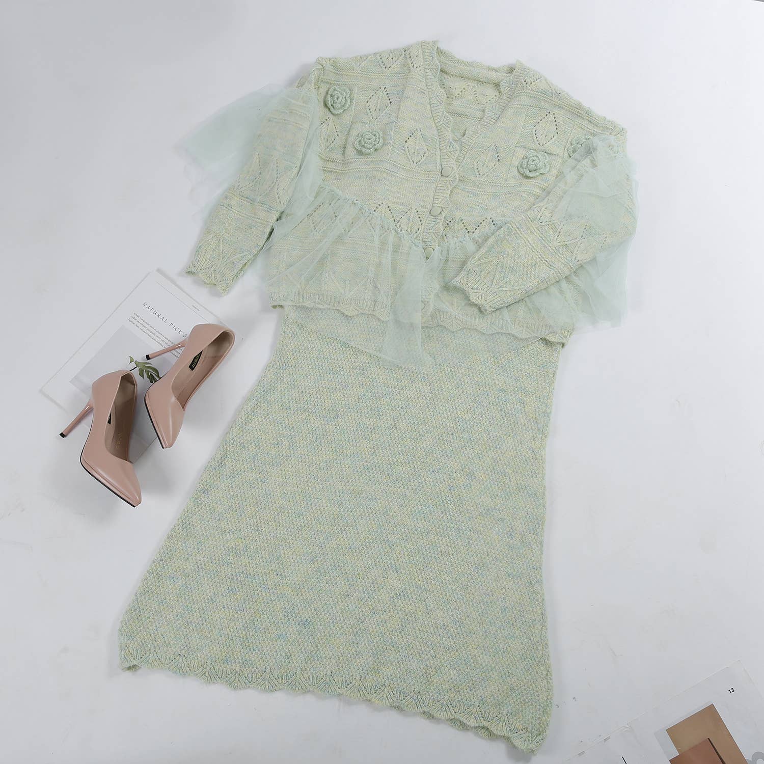 PEACH ACCESSORIES - Wholesale Cardigan - Women's - Knitted Cardigan with Lace Detail SDK15316