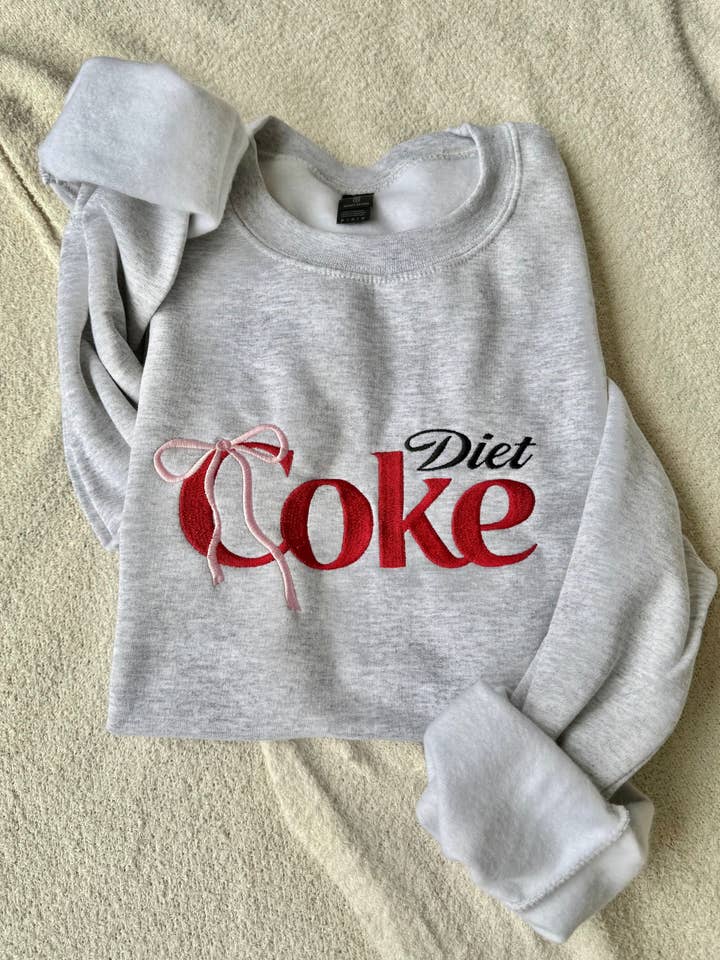 Basil & Burch - Wholesale Sweatshirt - Women's - Diet Coke preppy coquette embroidered crewneck. 1
