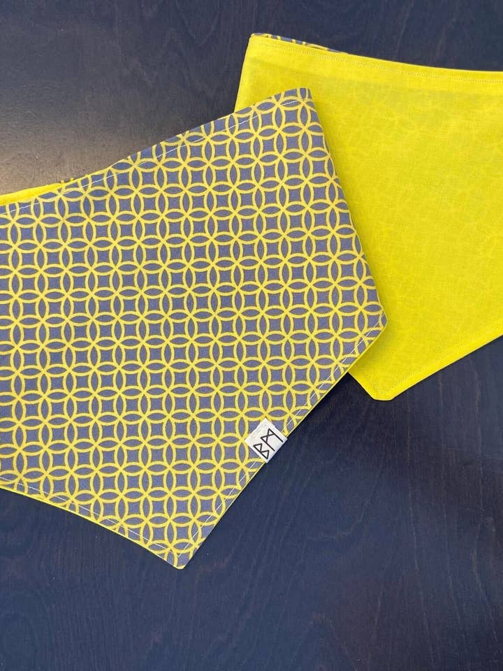 Golden Reversible Pet Bandana with Plastic Snap Buttons for wholesale by Bleu Malice