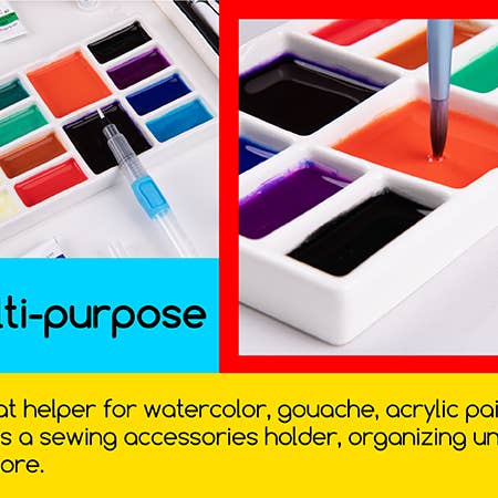 Pintar Art Supply - Wholesale Palette/Mixing Tray - MEEDEN 14-Well Ceramic Paint Palette, Porcelain Watercolor Painting Palette, Porcelain Paint Tray, Ceramic Mixing Palette for Watercolor, Gouache, Acrylic Painting