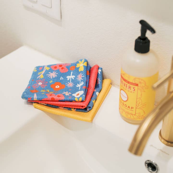 Doe A Deer - Wholesale Dishcloth - Happy Flowers Wafflecloths | microfiber dish cloth2