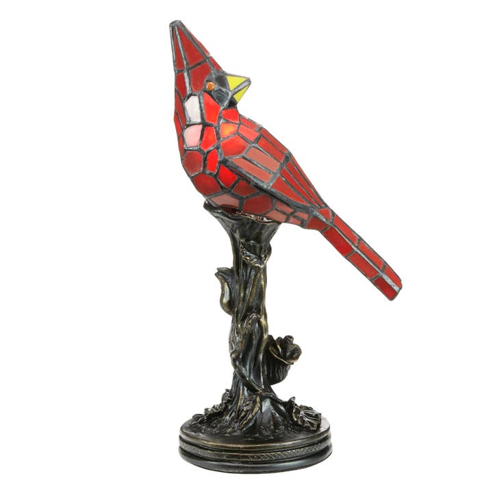 Skylar Red Stained Glass Bird Accent Lamp Skylar Red Stained Glass Bird Accent Lamp