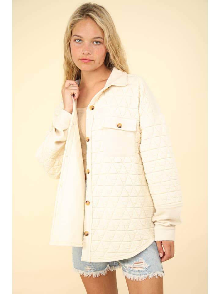 VERY J - Wholesale Shirt Jacket/Shacket - Women's - NT11775-Oversized Quilted Cozy Shacket Jacket