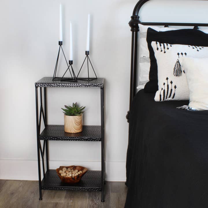 Kurated Korner - Wholesale Candle Holder - AuldHome Design Black Geometric Candlestick Holders, 3pc Set