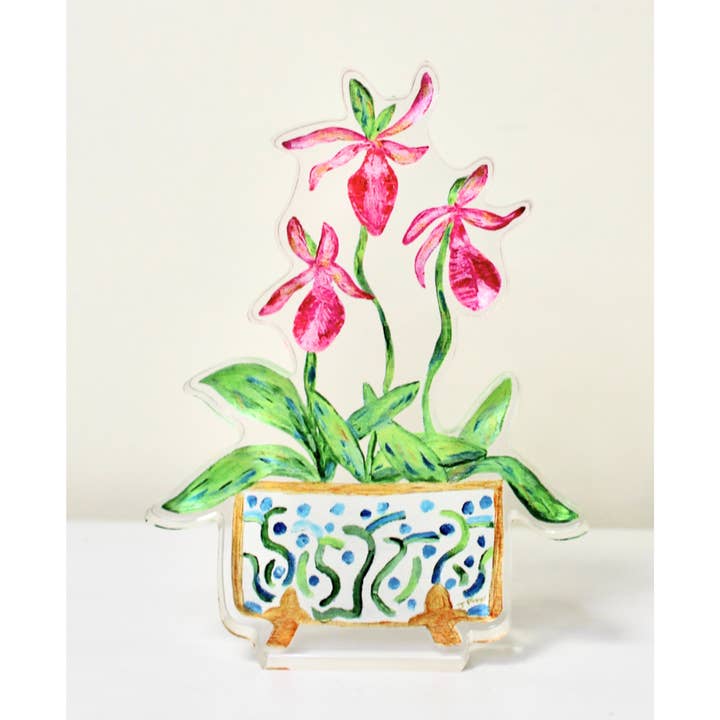 Lady Slippers Acrylic Art Block for wholesale by Jeanne Player Fine Art