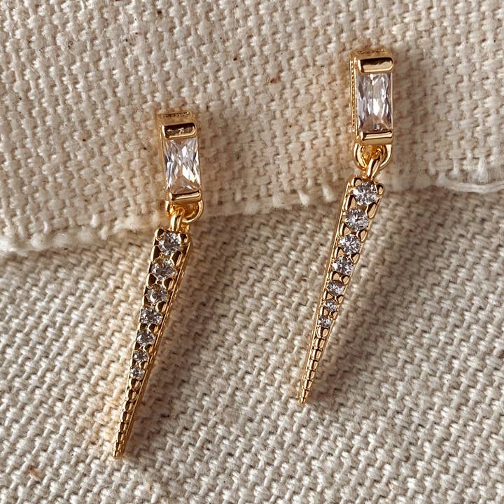Baguette Cubic Zircon Stone with spike drop earring for wholesale by GoldFi