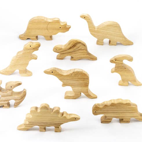 Wooden Dinosaur cutouts Natural set- 6 pieces for wholesale by PoppyBabyCo