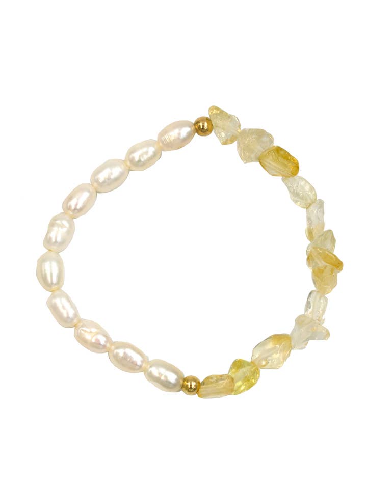 Citrine & Pearl Elastic Bracelet for wholesale by Paradigm Design
