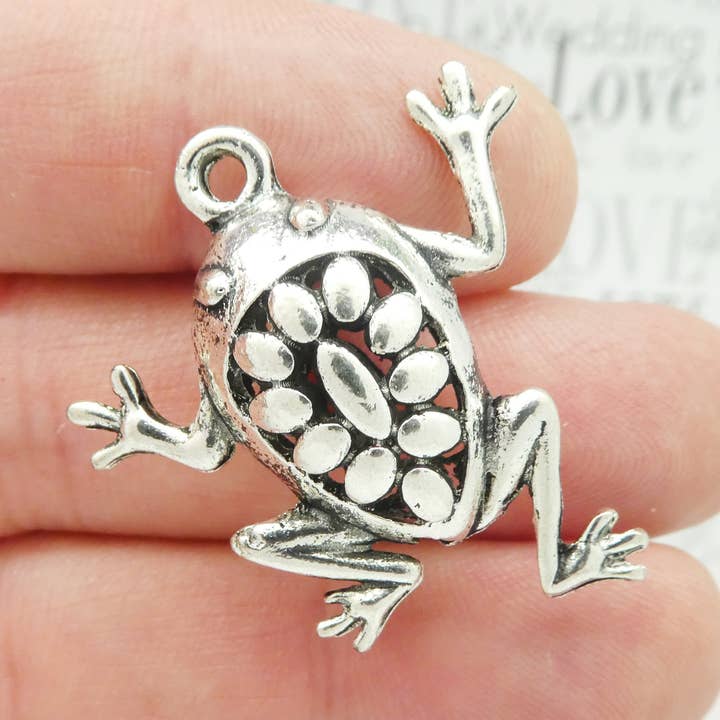 Silver Frog Charm Pendant by TIJC, Pack of 2 for wholesale by Treasure Island