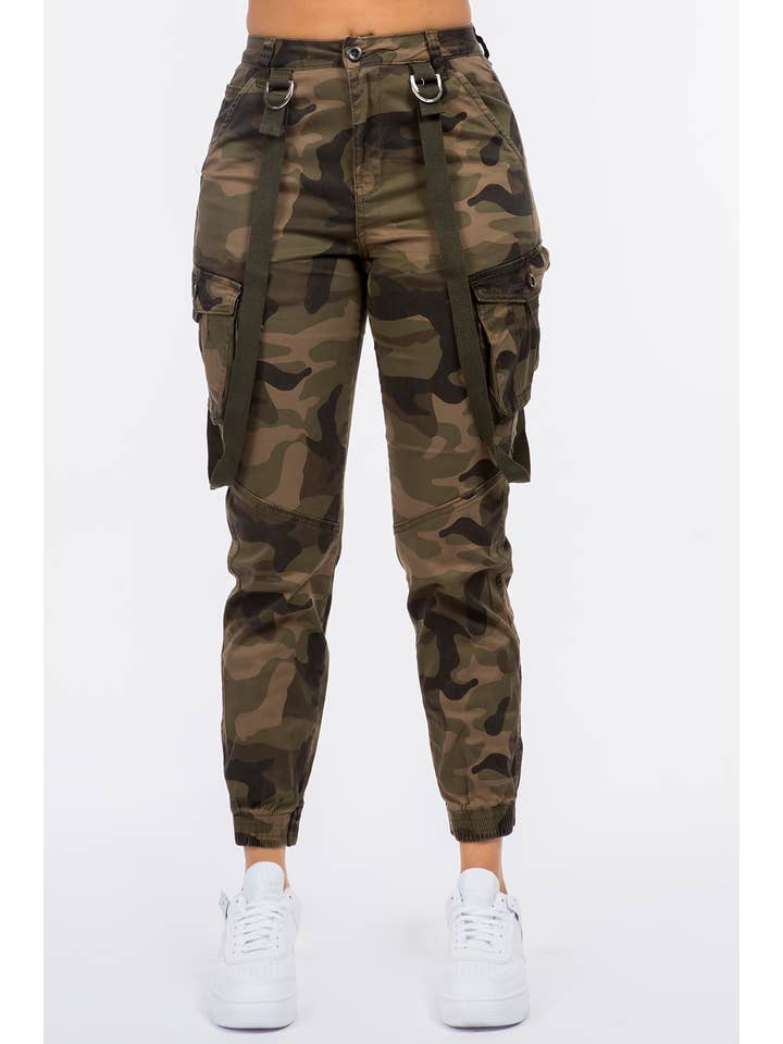 Boswell - Venta al por mayor Pantalones - Mujer - Pantalones tipo Cargo Jogger con bolsillos en las piernas y tirantes1