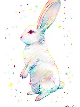 "Rainbow Bunny" for wholesale by The Spectral Studio