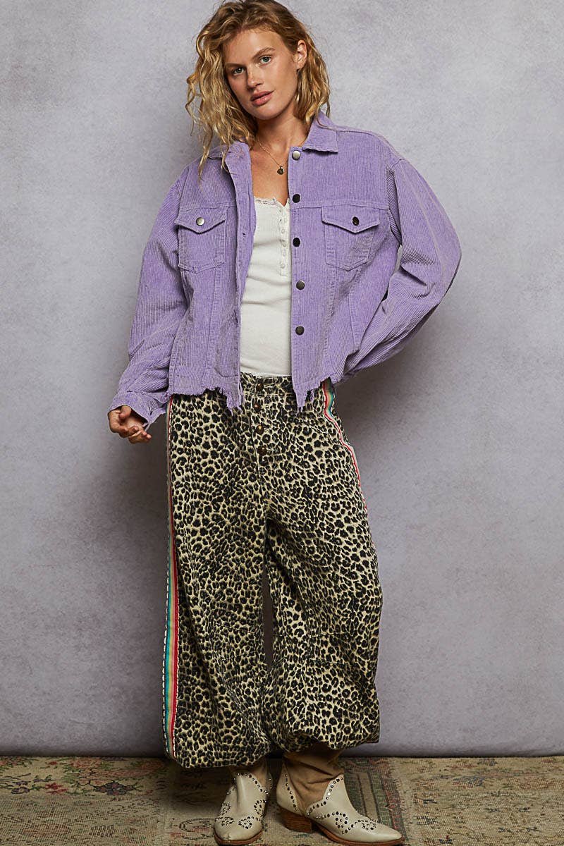 Pol Clothing - Wholesale Jacket - Women's - Pocket Front Button Down Corduroy Trucker Jacket SALE24