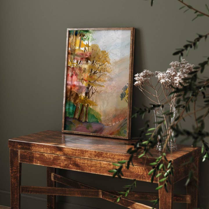 Jenny Vellacott - Wholesale Art Print - Autumn Art Print Autumn Trees Print with Autumn Colour Print3