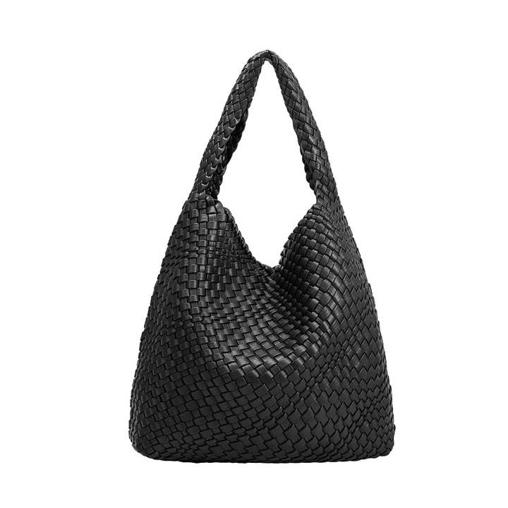 Melie Bianco - Wholesale Shoulder Bag - Women's - Johanna Black Recycled Vegan Shoulder Bag