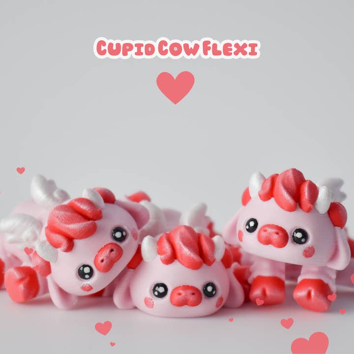 Cupid Cow Flexi 3D Printed Toy, Articulated Fidget Toy for wholesale by Great American Designs