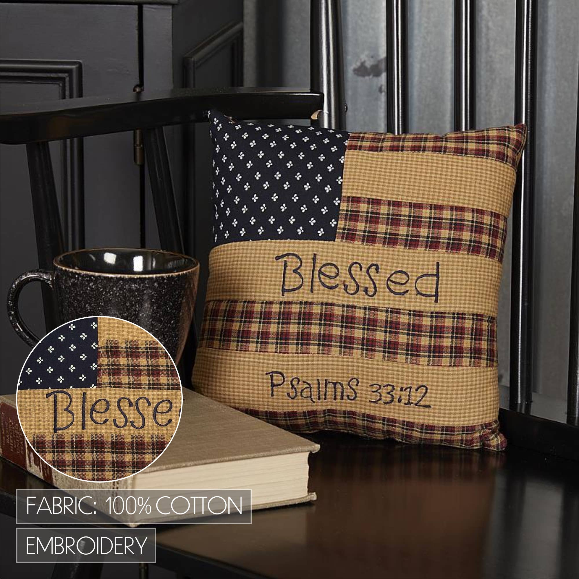VHC Brands - Wholesale Throw/Decorative Pillow - Patriotic Patch Pillow Blessed 10x104