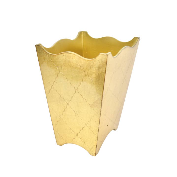 Via Graceffo - Wholesale Trashcan/Trash Bin - Italian Florentine Waste bin, Cappuccino & Gold, Made in Italy6