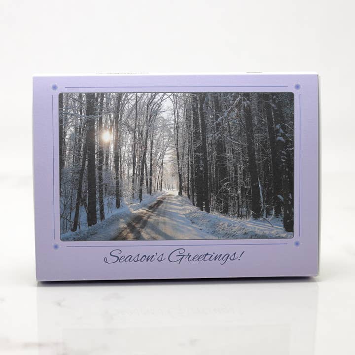 Box of 10 Season's Greetings Blank Note Cards for wholesale by New England Prints