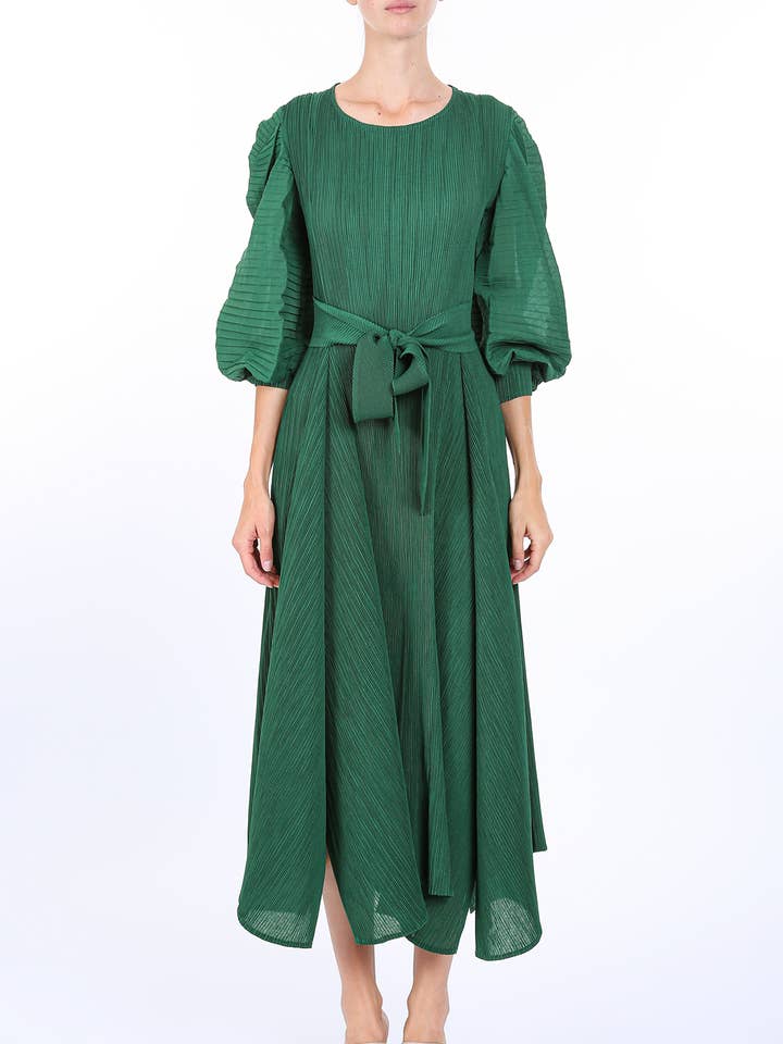 Beulah Style - Wholesale Dress - Women's - Bowtie Waist Pleats Maxi Dress
OC3780