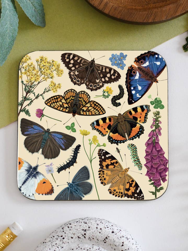 Dessous de verre illustré papillon pour la vente par Ferne Creative