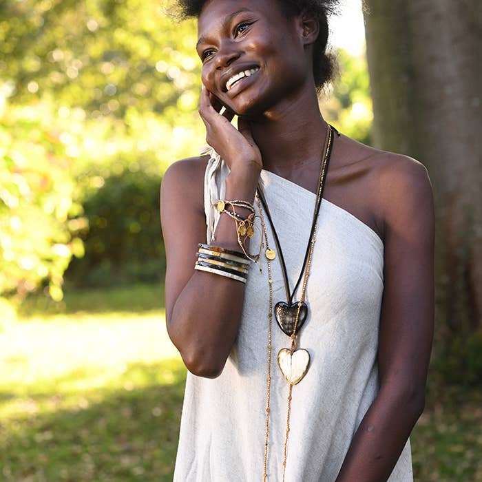 Love Is Project - Wholesale Pendant/Charm Necklace - New Engravable Open Your Heart Necklace - Black4