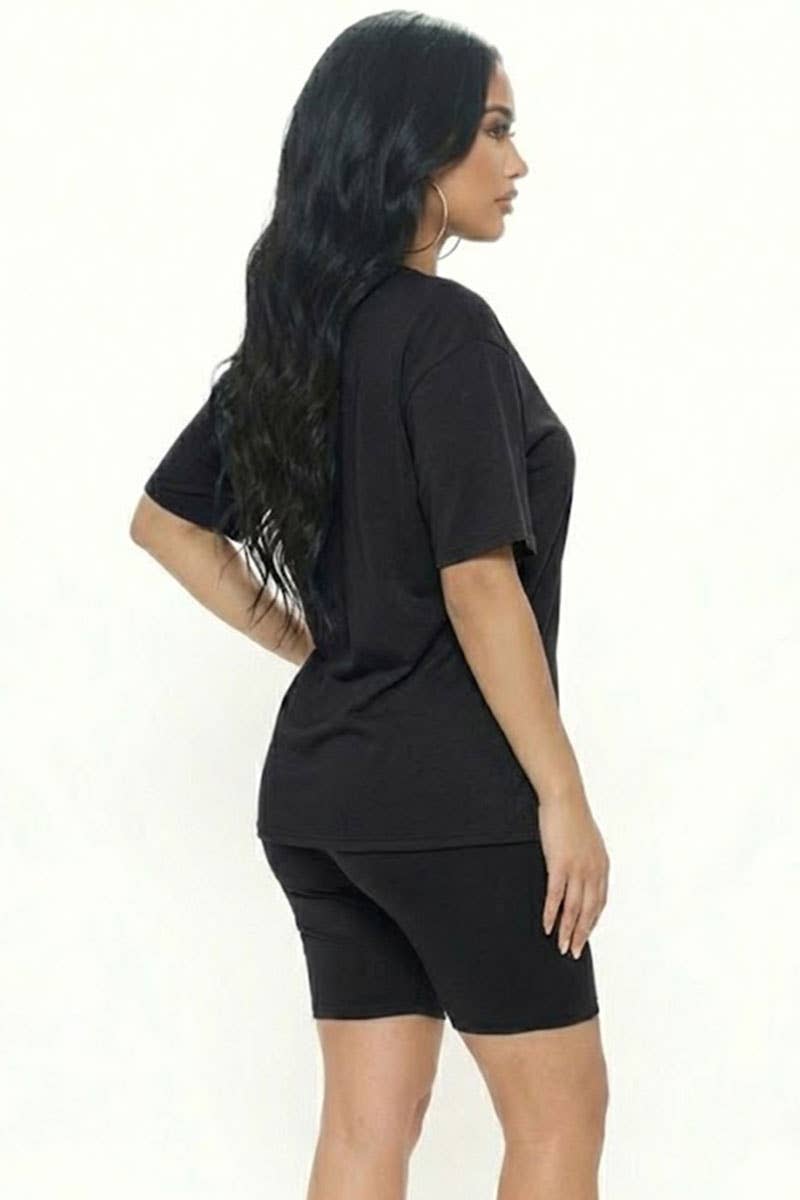 CAPELLA APPAREL - Wholesale Activewear Set - Women's - Loose Fit Top & Bike Shorts Set1