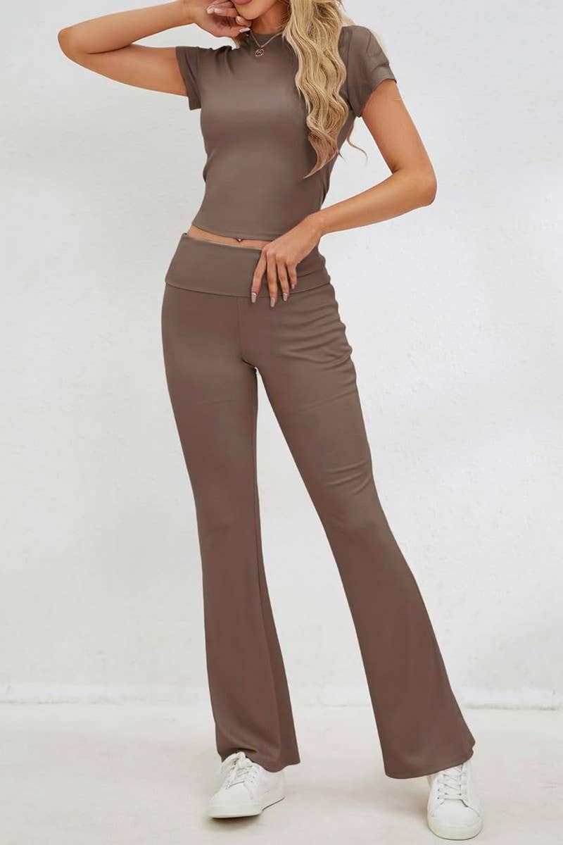 NINEXIS - Wholesale Top & Pant Set (NOT Loungewear) - Women's - CWSTB0449_Round Neck Short Sleeve and Pants set15