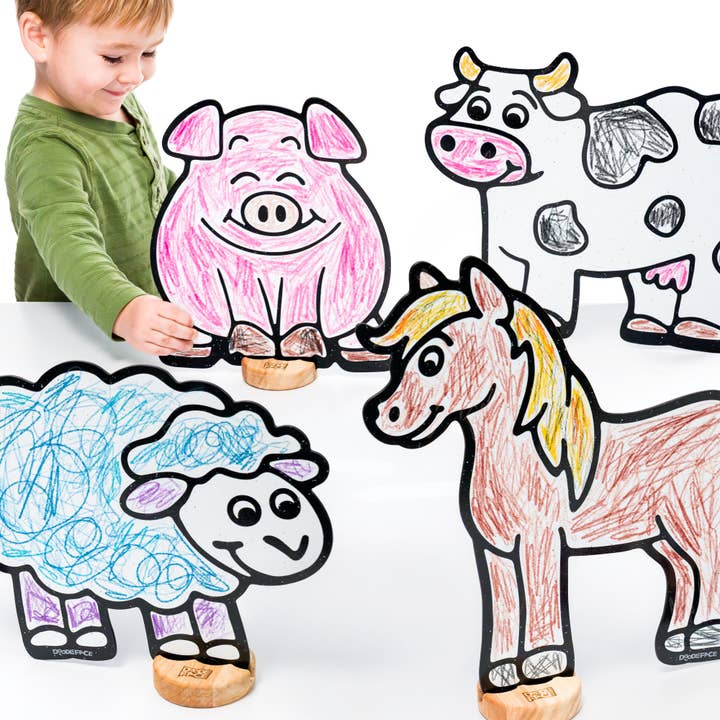 Farm Color & Play Set | 12 Pack | Cow, Horse, Pig, and Sheep for wholesale by Doodleface