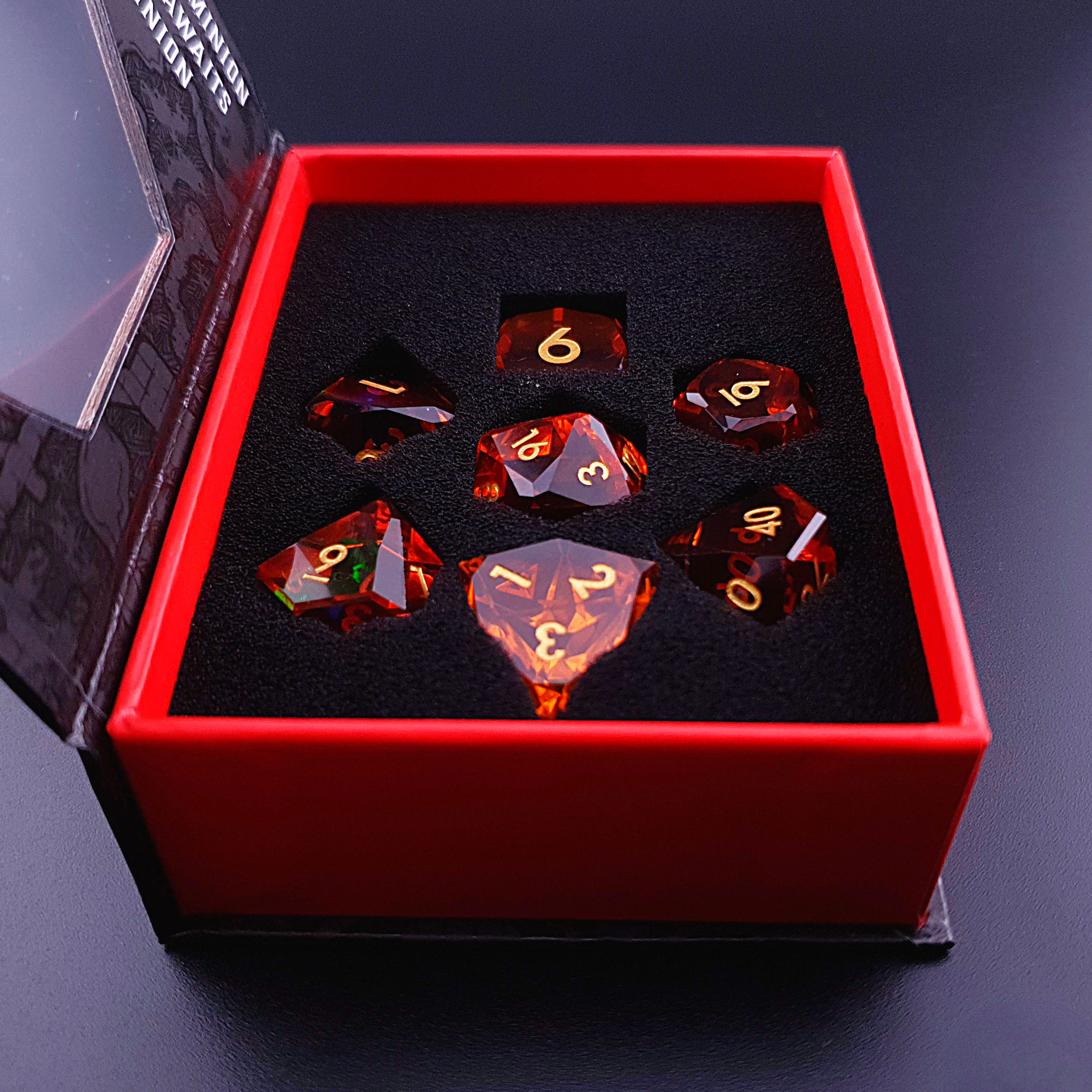 Tabletop Dominion Limited - Wholesale Dice - Molten Prism | Diamond Cut Sharp Edge Resin | 7 Piece Dice Set5