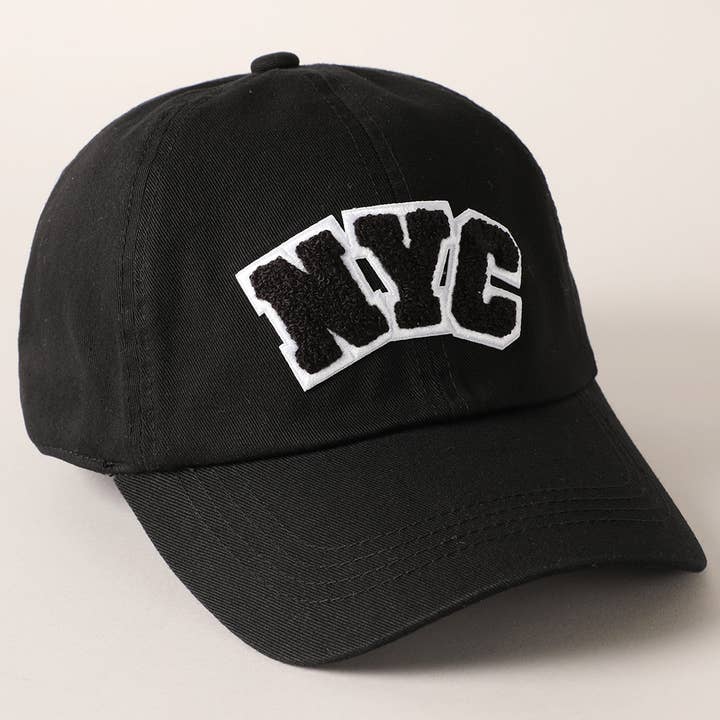 Fashion City - Wholesale Baseball Cap - Women's - NYC Text Chenille Patch Cotton Baseball Cap3