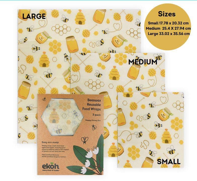 EKOH - Wholesale Food storage wrap/bag - Beeswax Wraps Organic Eco-Friendly Reusable Food Wraps Happy1