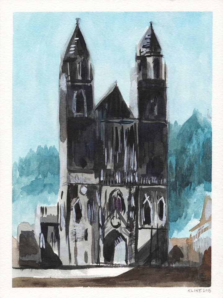 Igreja. Aquarela sobre Papel. 8" x 11" por atacado de John Kline Artwork
