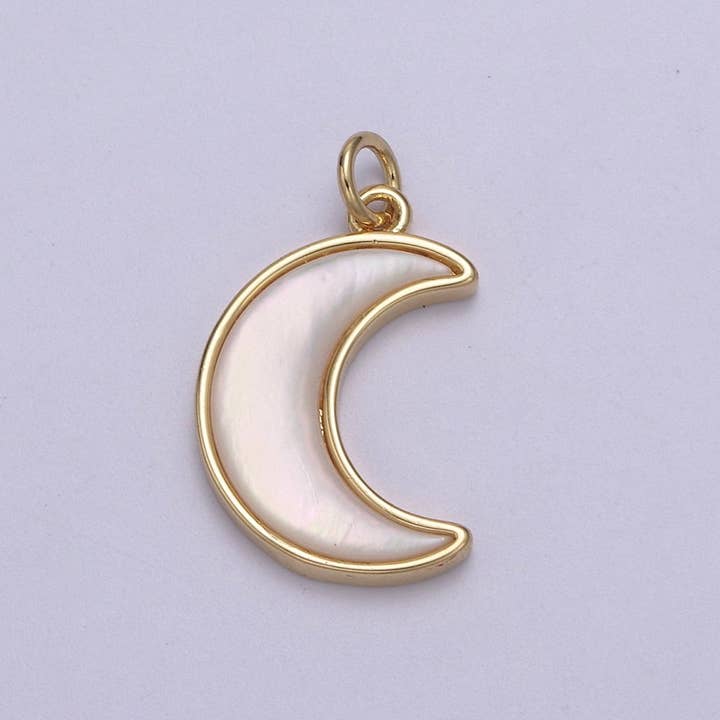 Dainty Shell Pearl Crescent Moon Charm Minimalist Celestial Jewelry Making N-823 for wholesale by Aim Eternal