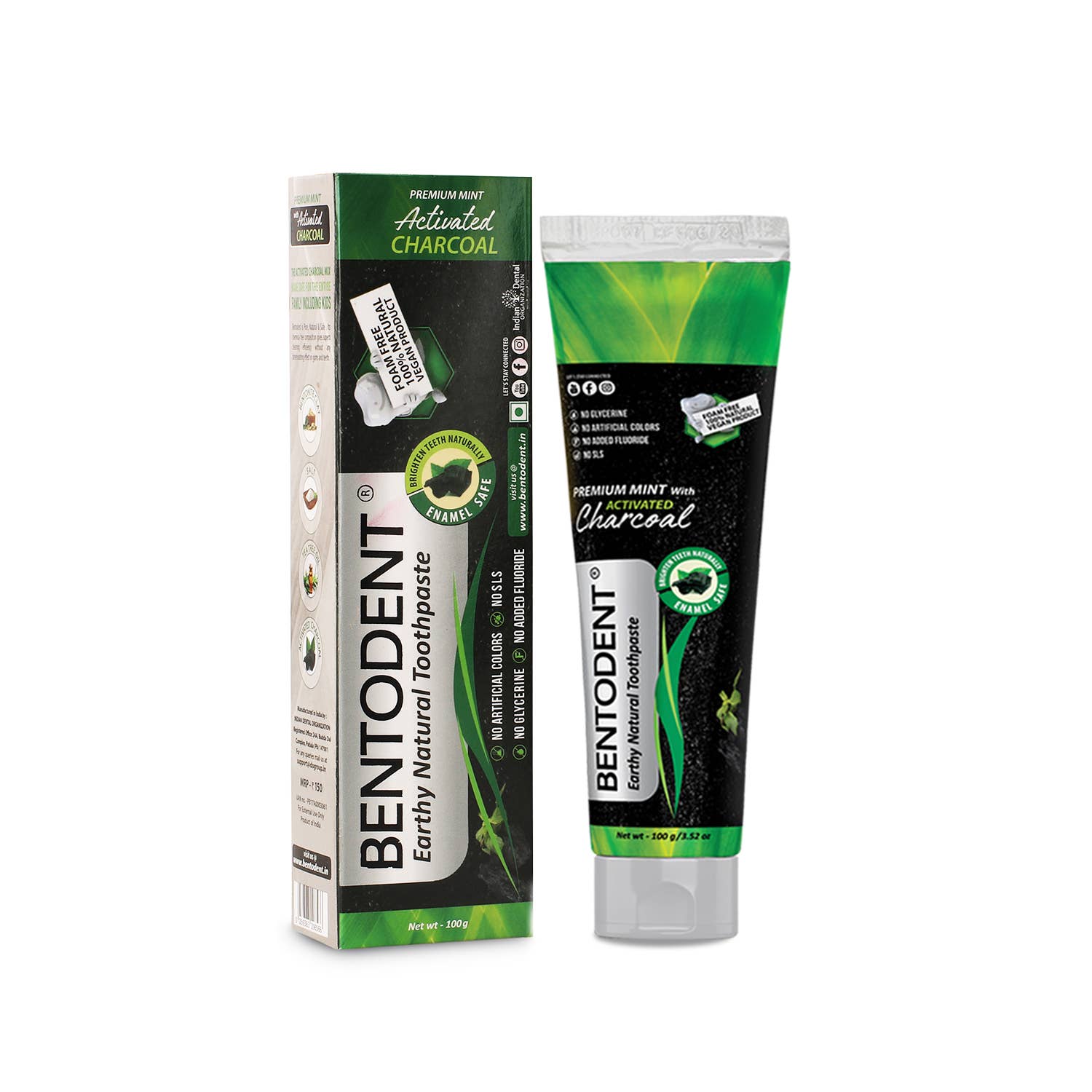 bentodent - Wholesale Toothpaste - Bentodent Activated Charcoal with Mint Natural Toothpaste
