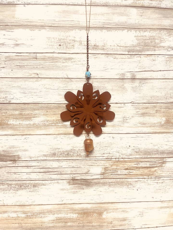 Flower Jenna Bell Rustic Garden Outdoor Decor Chime for wholesale by Universal Ironworks USA