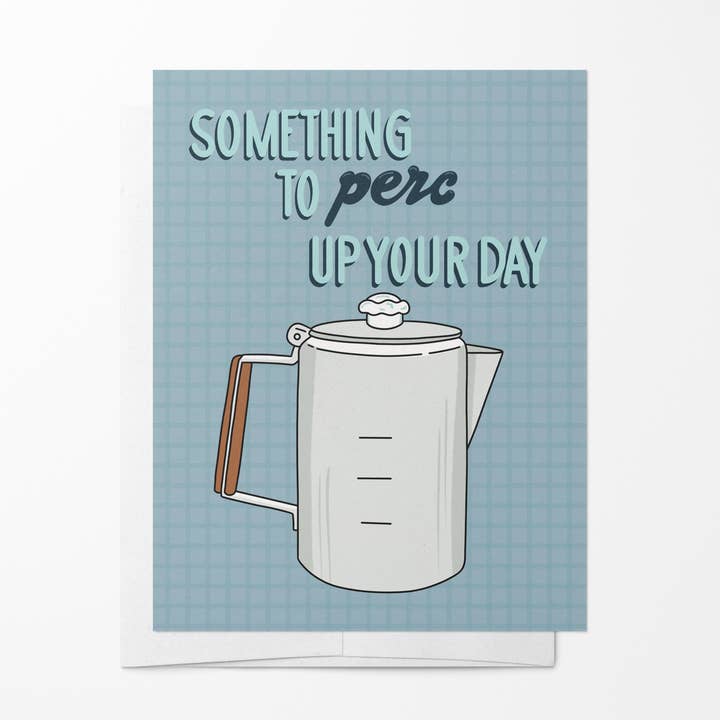 Thinking of You Greeting Card - Percolator Coffee Pun for wholesale by Drawn by Diana
